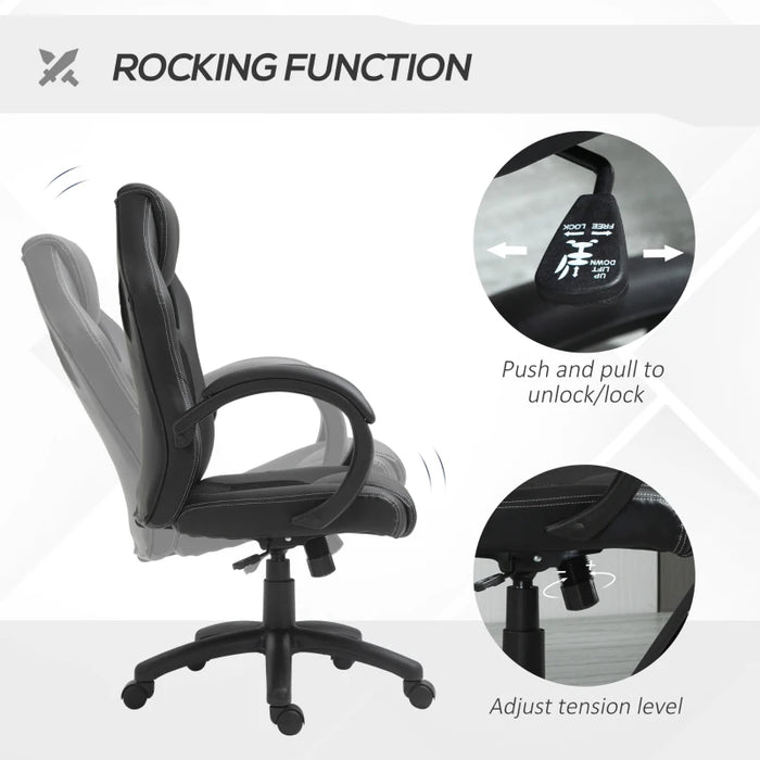 Black Leather High-Back Office Chair