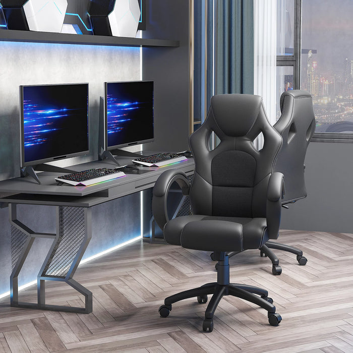 Black Leather High-Back Office Chair