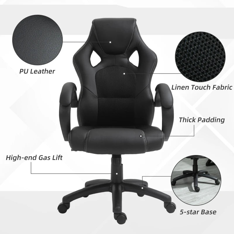 Black Leather High-Back Office Chair