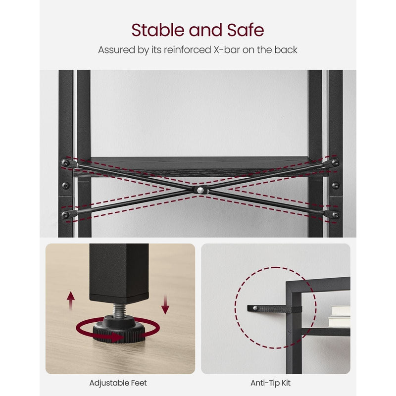 Vasagle Black 4 Shelf Bookcase For Home Office