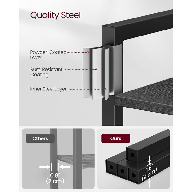 Vasagle Black 4 Shelf Bookcase For Home Office