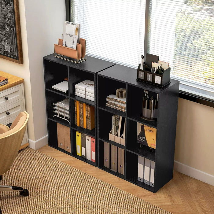 Image of a Black 6 Cube Bookcase. 