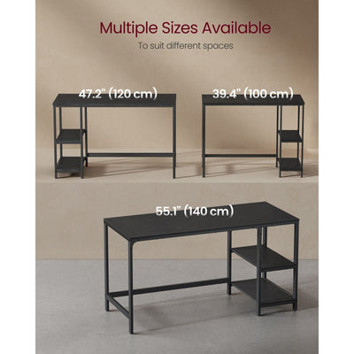 Black Vasagle Computer Desk With Shelves For Home Office
