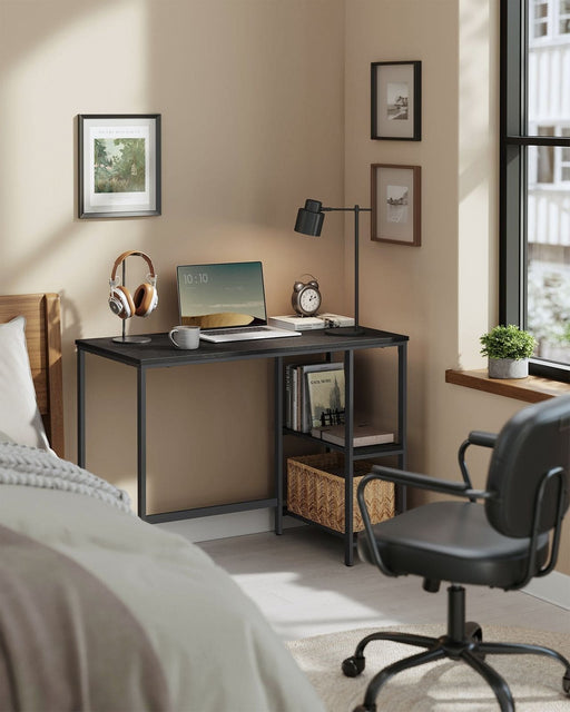 Image of a black computer desk with shelves by Vasagle Furniture