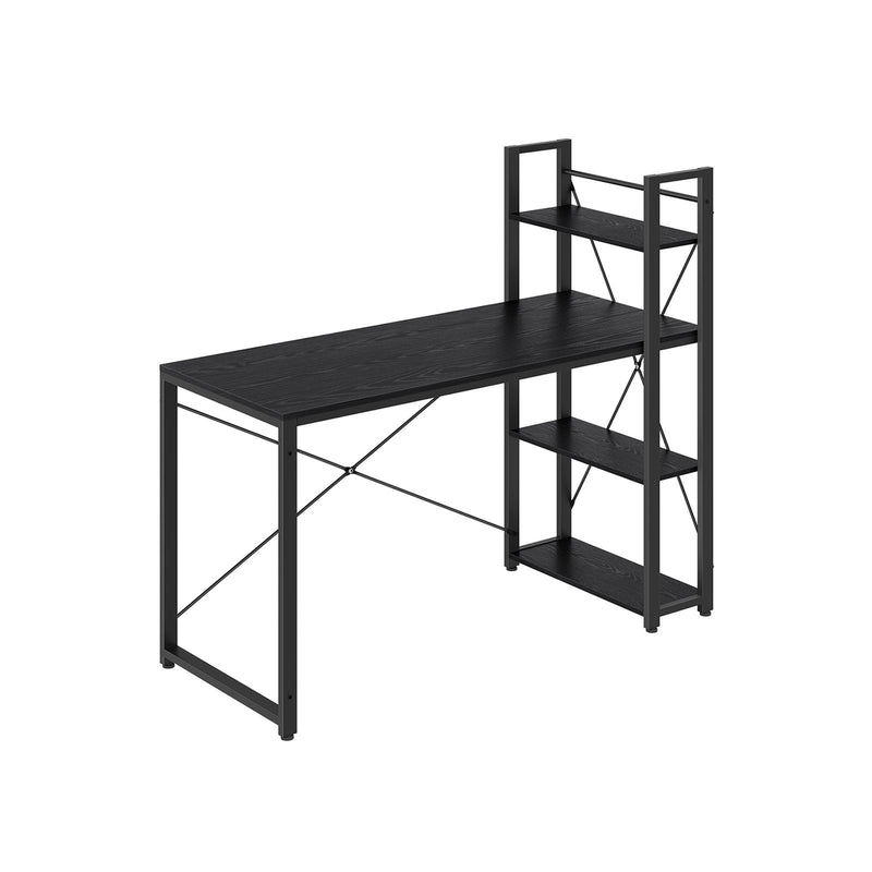 Vasagle Modern Black Desk With Shelves to The Side For Home Office