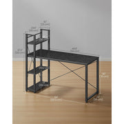 Vasagle Modern Black Desk With Shelves to The Side For Home Office