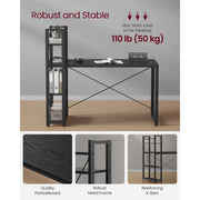 Vasagle Modern Black Desk With Shelves to The Side For Home Office