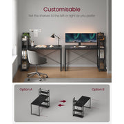 Vasagle Modern Black Desk With Shelves to The Side For Home Office