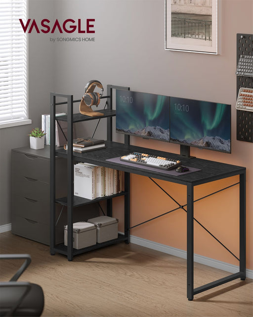 Black Computer Desk With Shelves To The Side