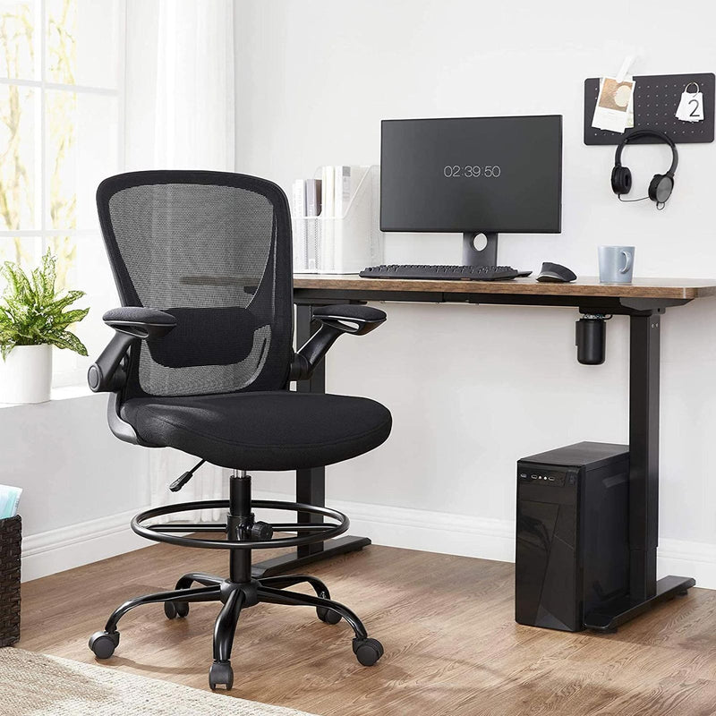 Script Chair Black Black Drafting Chair: Ideal for Standing Desks by Songmics — Opal Retail