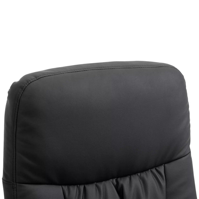 Image of a Black Leather Executive Recliner Chair With Matching Footstool