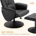 Image of a Black Leather Executive Recliner Chair With Matching Footstool