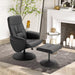 Image of a Black Leather Executive Recliner Chair With Matching Footstool