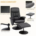 Image of a Black Leather Executive Recliner Chair With Matching Footstool