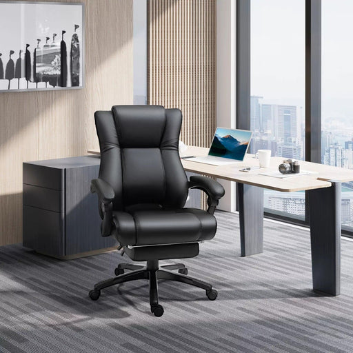 Image of a Black Faux Leather Desk Chair