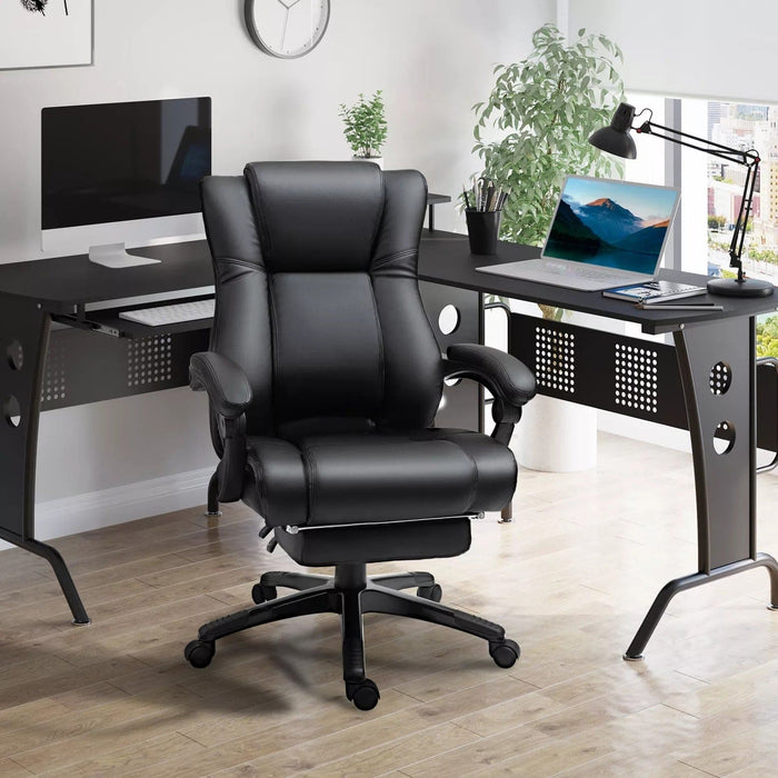 Image of a Black Faux Leather Desk Chair