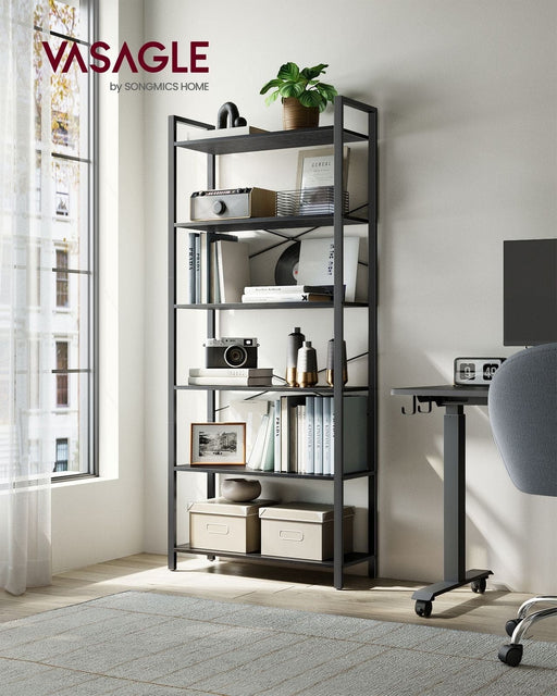 Image of a  Black Freestanding Bookshelf With 6 Shelves by Vasagle Furniture.