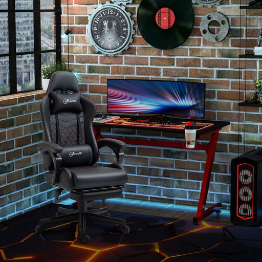 Image of a Black Gaming Chair With Footrest by Vinsetto