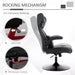 Image of a Black Leather Gaming Chair No Wheels. 

This gaming chair features lumbar and neck support pillows, flip up arms, reclining backrest, and adjustable height, so you can get comfortable and focus on winning more games.