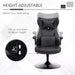 Image of a Black Leather Gaming Chair No Wheels. 

This gaming chair features lumbar and neck support pillows, flip up arms, reclining backrest, and adjustable height, so you can get comfortable and focus on winning more games.