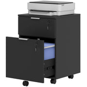 Lockable 2 Drawer Office Filing Cabinet with Wheels For Home or Office, 42W x 40D x 60H cm Homcom