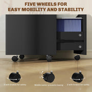 Lockable 2 Drawer Office Filing Cabinet with Wheels For Home or Office, 42W x 40D x 60H cm Homcom