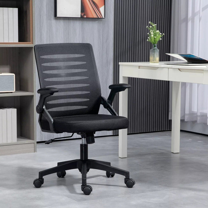 Image of a black mesh office chair