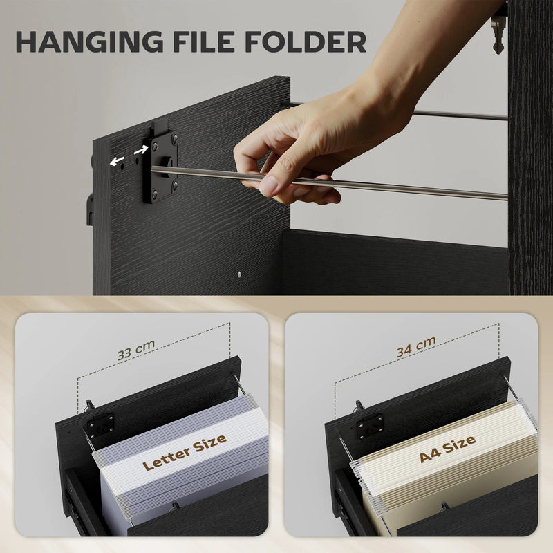 Mobile Office Filing Cabinet With 2 Drawers And Hanging Folder Storage For Home Office