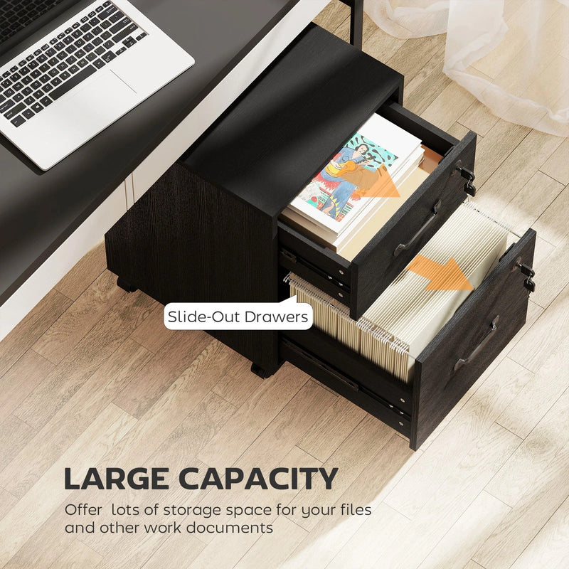 Mobile Office Filing Cabinet With 2 Drawers And Hanging Folder Storage For Home Office