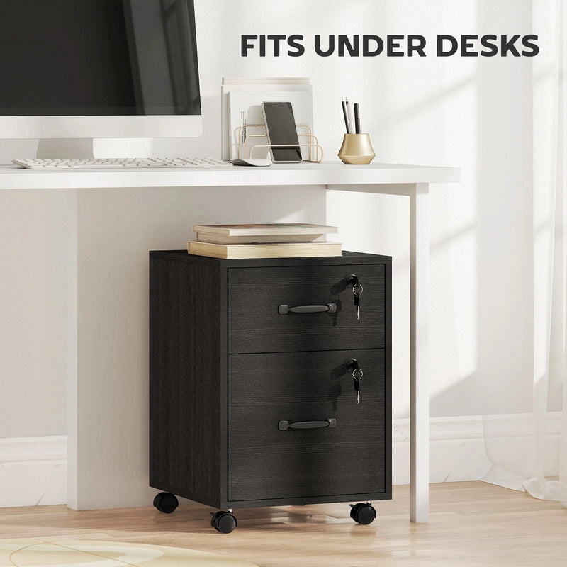 Mobile Office Filing Cabinet With 2 Drawers And Hanging Folder Storage For Home Office