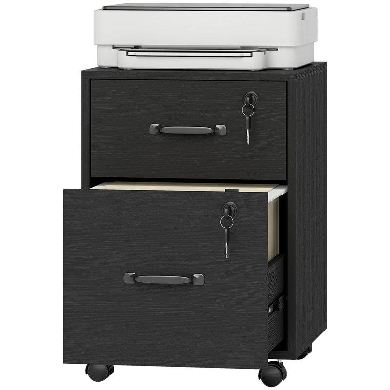 Mobile Office Filing Cabinet With 2 Drawers And Hanging Folder Storage For Home Office