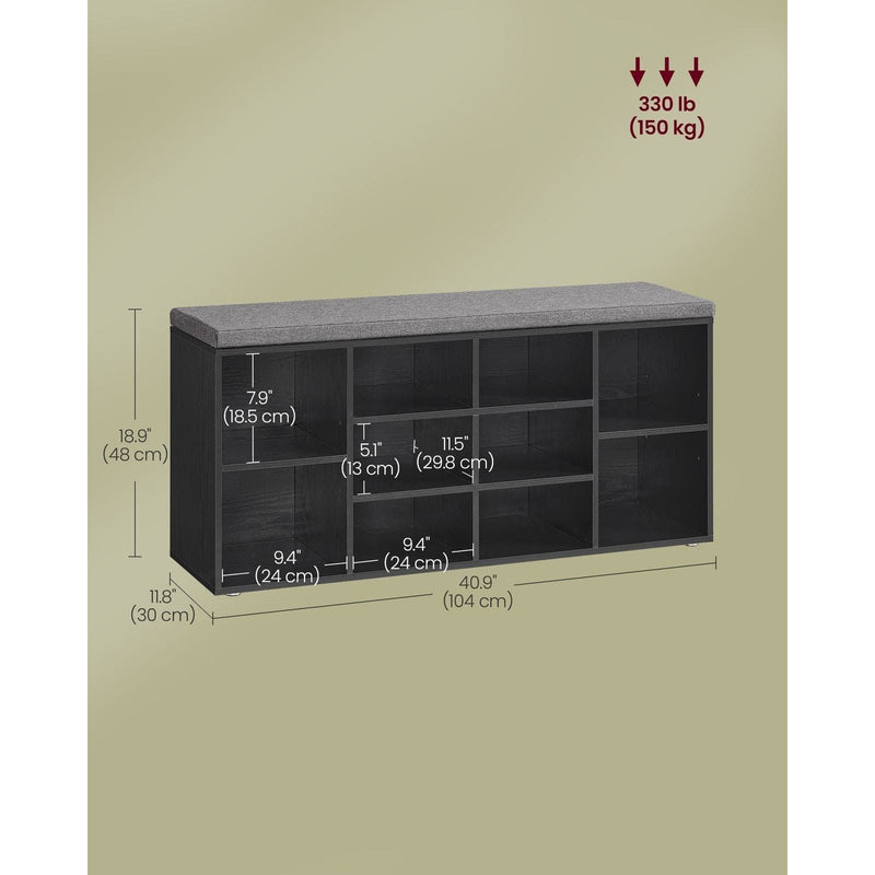 Black Shoe Bench For Entryway by Vasagle