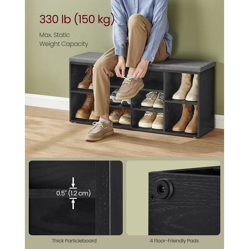 Black Shoe Bench For Entryway by Vasagle