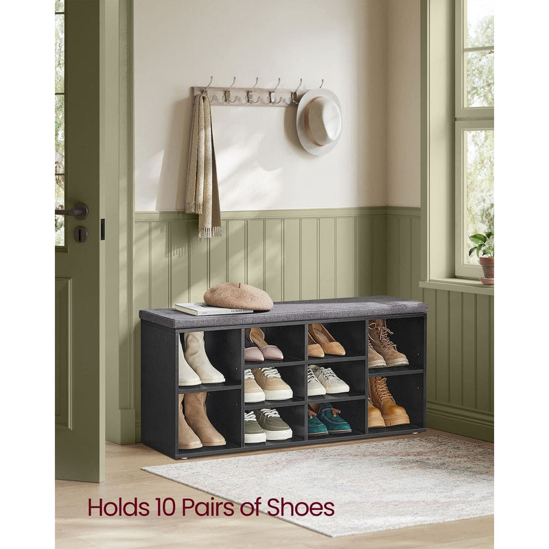 Black Shoe Bench For Entryway by Vasagle