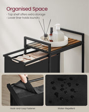 Black laundry hamper with pull-out design
