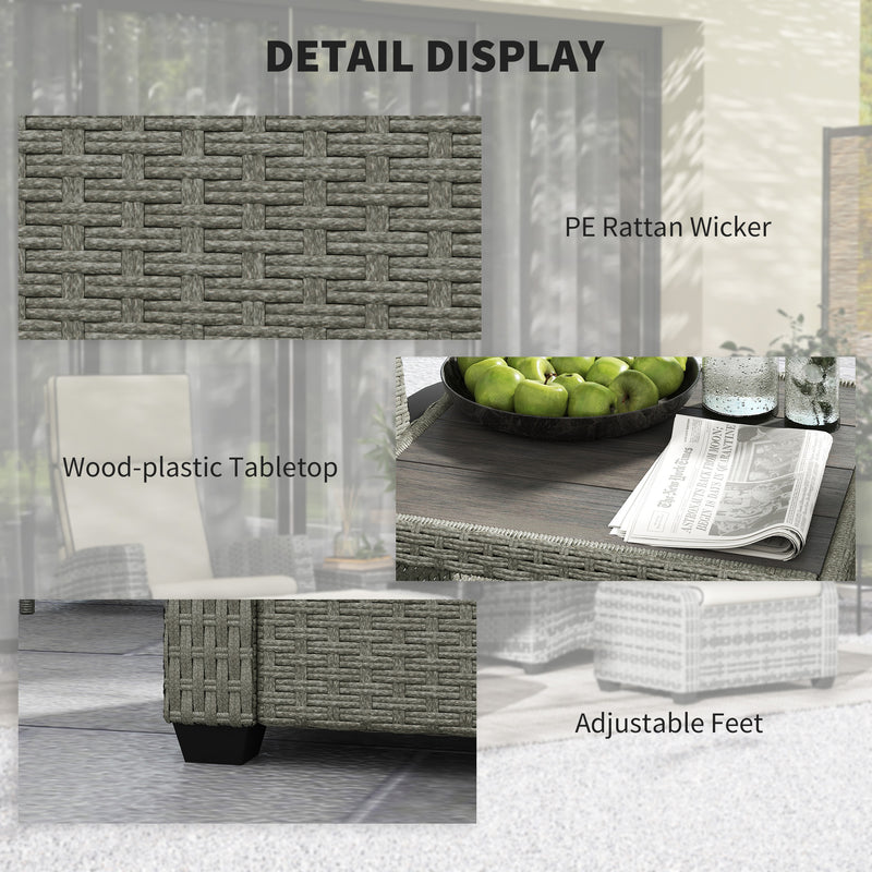 5pc Rattan Outdoor Lounger Furniture Set with Cushions in Charcoal Grey by Outsunny