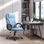 Image of a Blue Fabric Computer Chair With Wheels