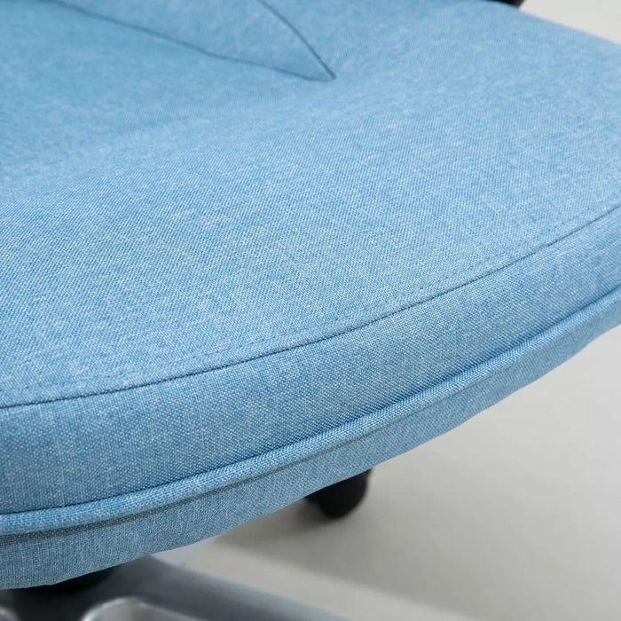 Image of a Blue Fabric Computer Chair With Wheels