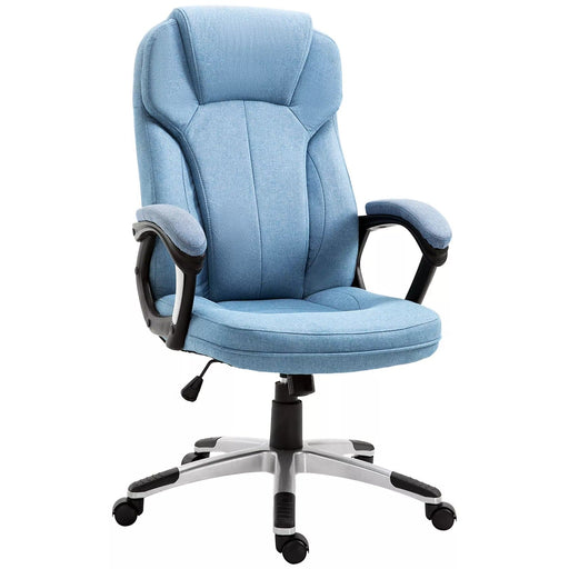 Image of a Blue Fabric Computer Chair With Wheels