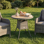 Round Rattan Garden Dining Table for 2 to 4 People with Easy Clean Top Mixed Grey Outsunny