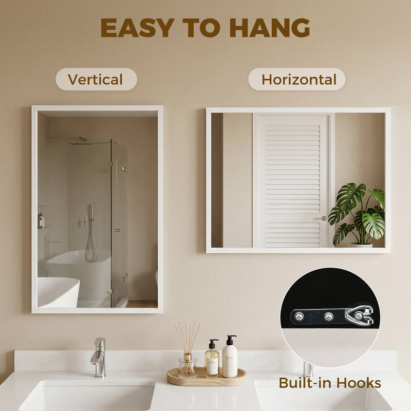 Hallway Wall Mirror for Brightening Narrow Spaces with Easy Hang White
