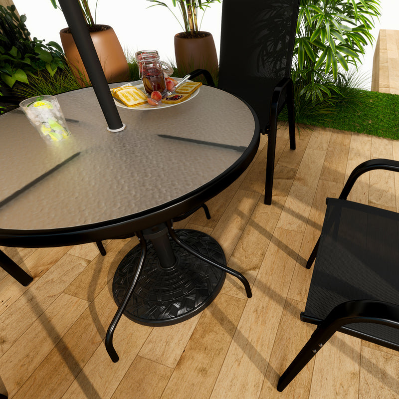 12kg Round Resin Garden Parasol Base Heavy Duty Stand for 38mm 48mm Umbrella Poles Black by Outsunny