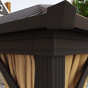 3.6 x 3m Aluminium Hardtop Garden Gazebo with Curtains for Garden and Patio by Outsunny