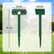 Solar Animal Repeller for Gardens with Ultrasonic Motion Sensor and Weatherproof Design Green Outsunny