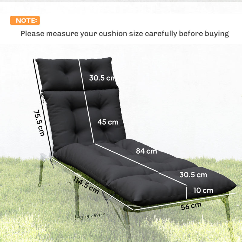 Sun Lounger Cushions Set of 2 for Softer Outdoor Reclining Easy Clean Black Outsunny