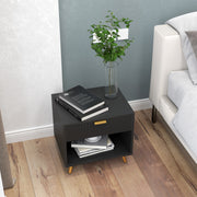 Black and Gold Bedside Table with Drawer and Shelf for Elegant Storage by HOMCOM