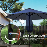 Blue 2.7m Garden Parasol with 24 LED Lights UV Protection Outdoor Shade by Outsunny
