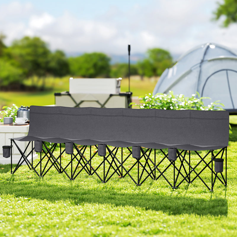Folding 6 Seater Outdoor Bench for Instant Group Seating with Carry Case Charcoal Grey