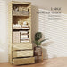 Image of a Bookcase With Drawers on Bottom by Homcom. The bookcase is oak coloured with 3 spacious shelves and 3 handle less drawers. 