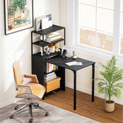 Bookcase With Fold Out Desk For Small Spaces, Hidden Storage, 105W x 60D x 127H cm